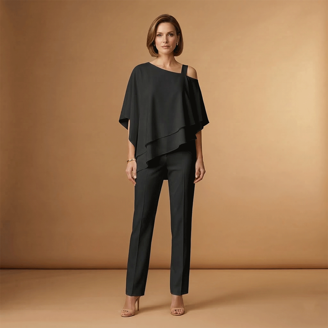 Women's Jumpsuit with Exposed Shoulders and Long Legs