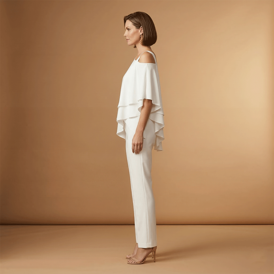 Women's Jumpsuit with Exposed Shoulders and Long Legs