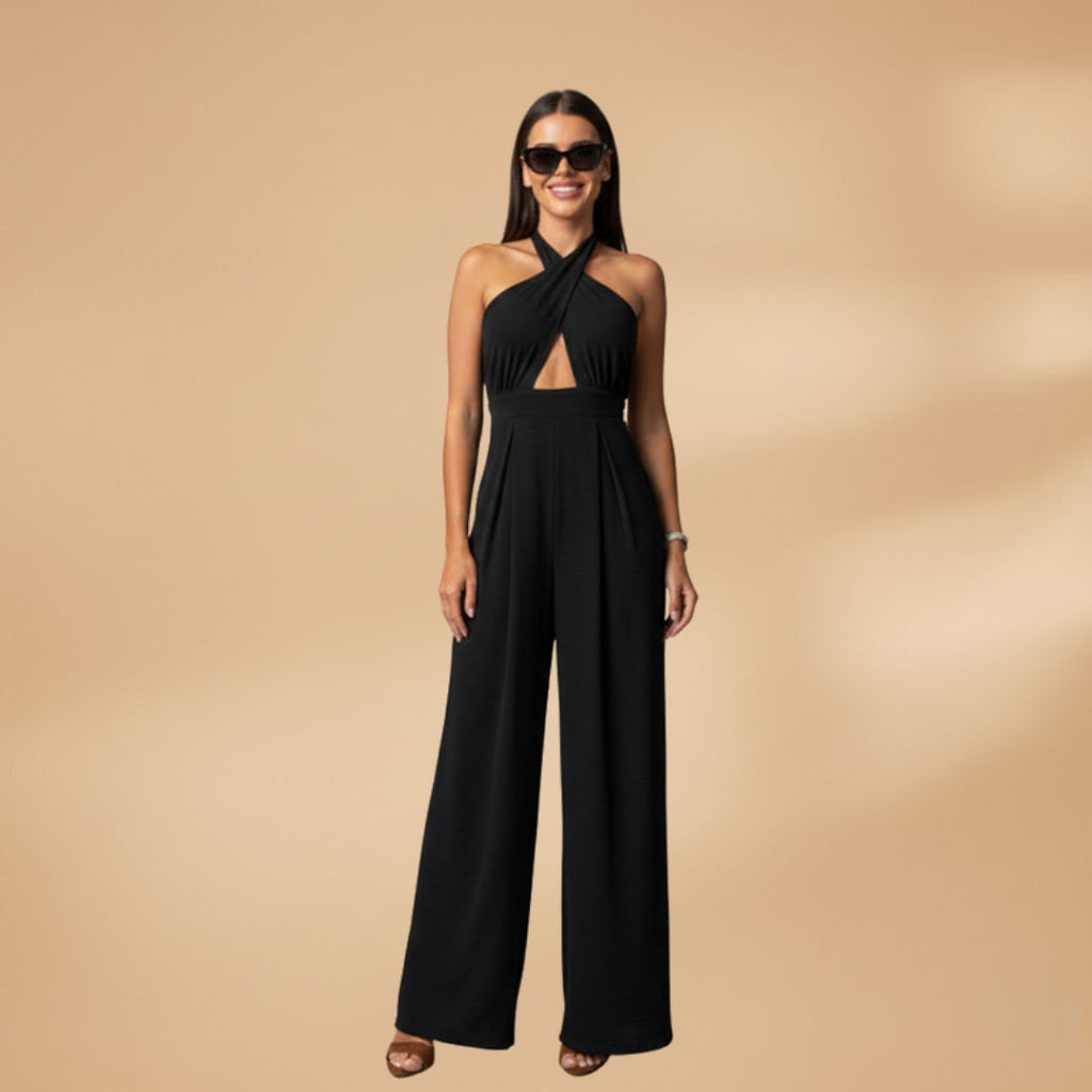 Women's Jumpsuit with Halter Neck and Waist Cutout