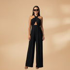 Women's Jumpsuit with Halter Neck and Waist Cutout
