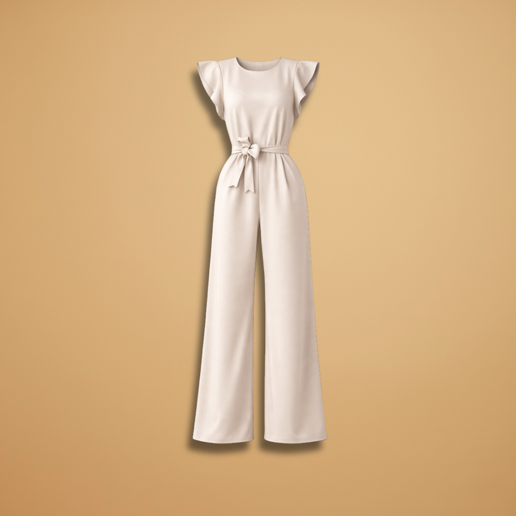 Women's Jumpsuit with Round Neckline and Short Sleeves