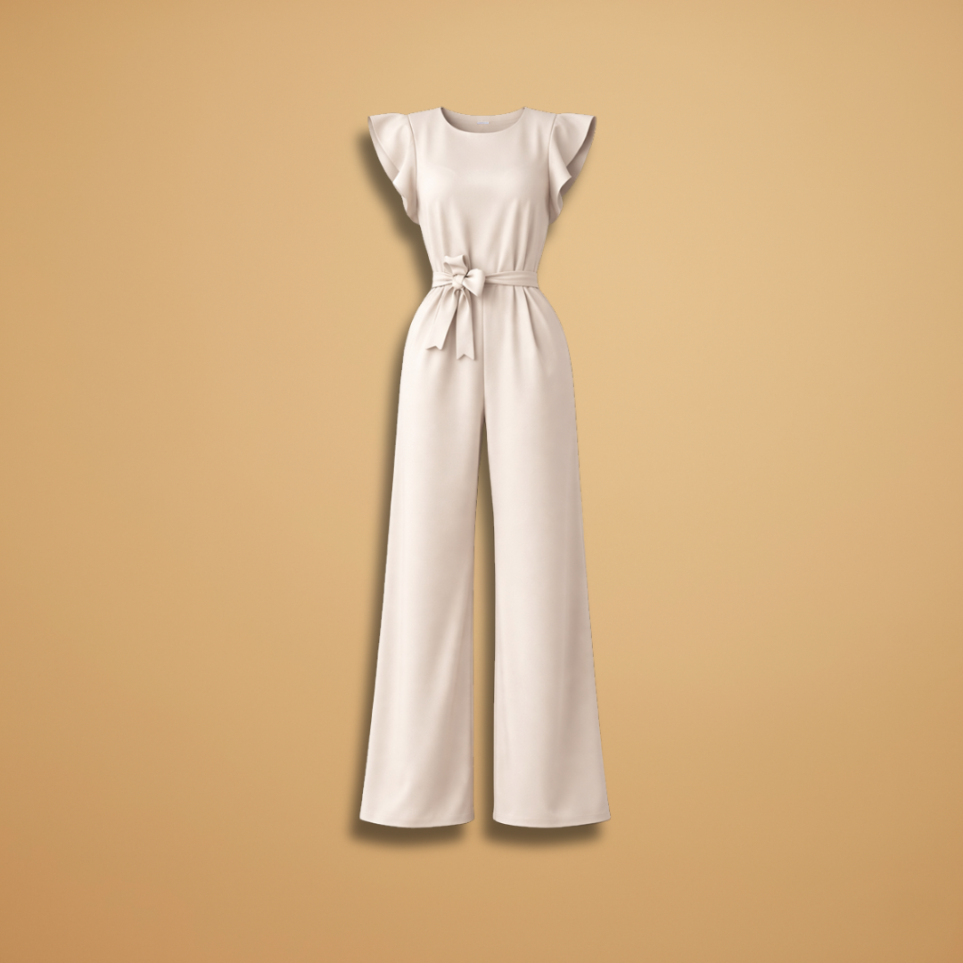 Women's Jumpsuit with Round Neckline and Short Sleeves
