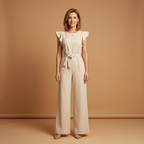 Women's Jumpsuit with Round Neckline and Short Sleeves