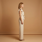 Women's Jumpsuit with Round Neckline and Short Sleeves