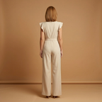 Women's Jumpsuit with Round Neckline and Short Sleeves