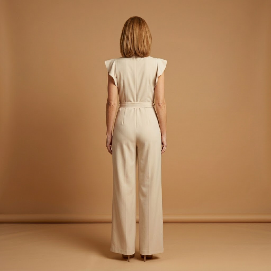 Women's Jumpsuit with Round Neckline and Short Sleeves