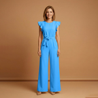 Women's Jumpsuit with Round Neckline and Short Sleeves