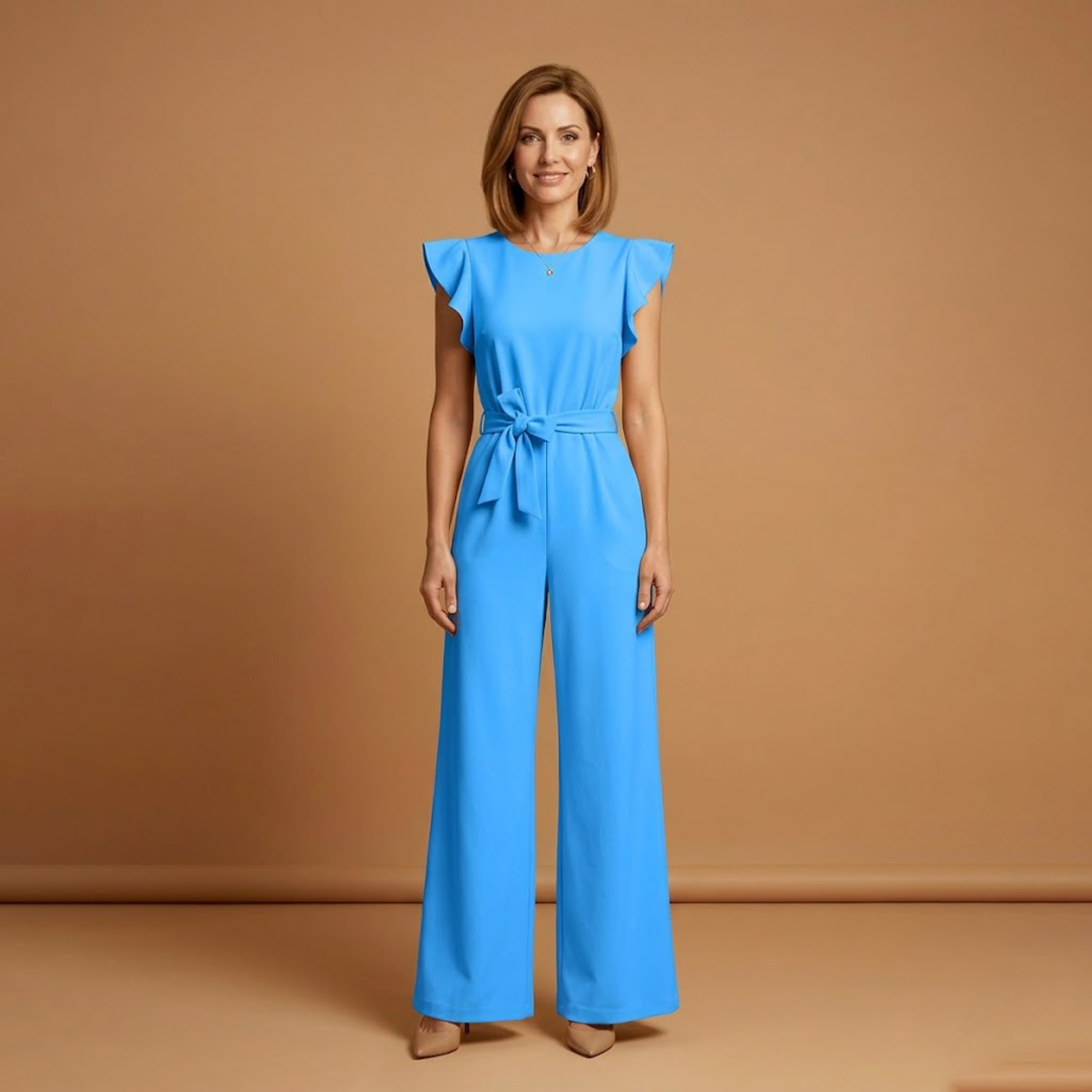 Women's Jumpsuit with Round Neckline and Short Sleeves