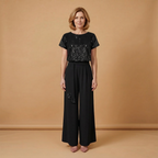 Women's Jumpsuit with Sequined Surface and Wide Legs
