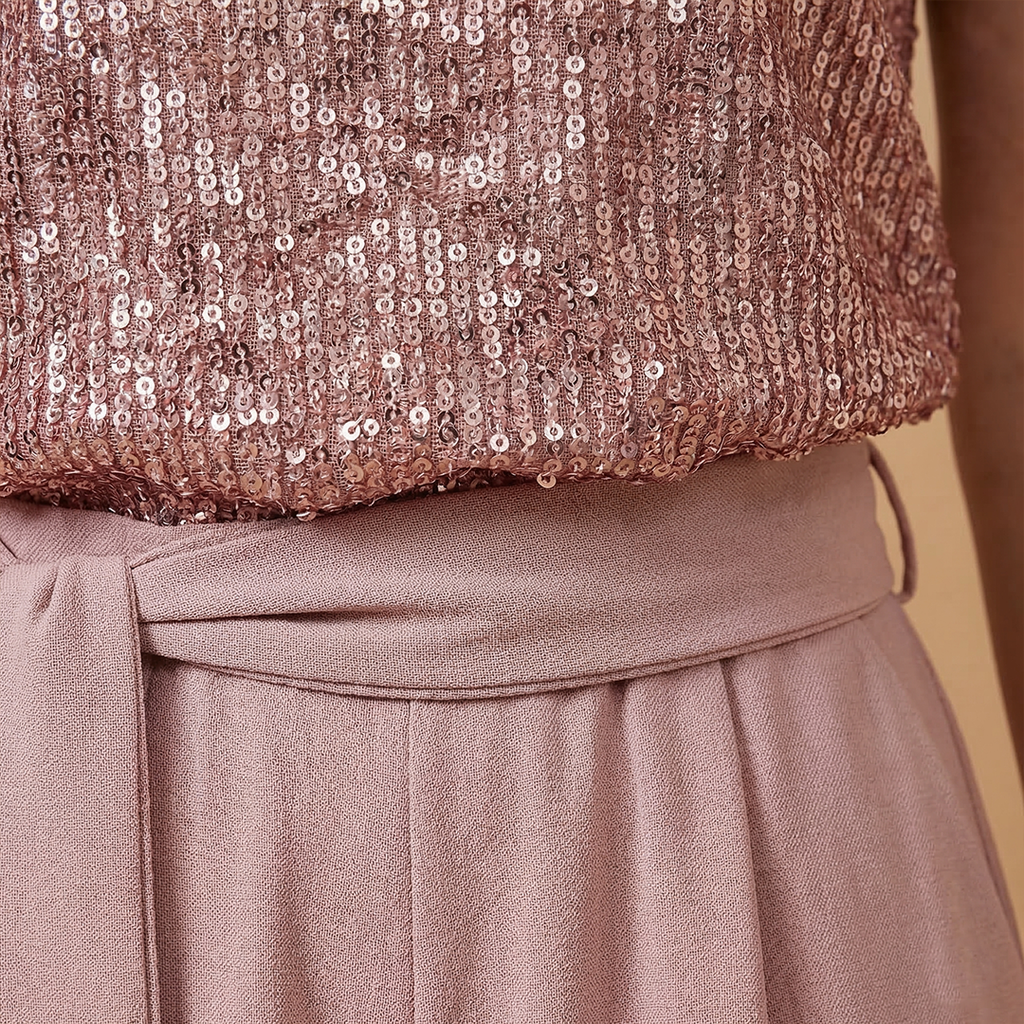 Women's Jumpsuit with Sequined Surface and Wide Legs