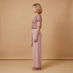 Women's Jumpsuit with Sequined Surface and Wide Legs