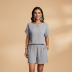 Women's Jumpsuit with Short Sleeves and Side Pockets