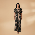 Women's Jumpsuit with V-Neck and Integrated Belt