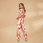 Women's Jumpsuit with V-Neck and Integrated Belt