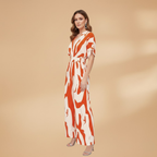 Women's Jumpsuit with V-Neck and Integrated Belt