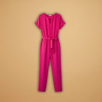 Women's Jumpsuit with V-Neck and Waist Belt