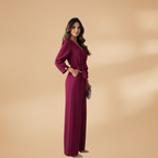 Women's Jumpsuit with V-Neckline and Wide Sleeves