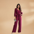Women's Jumpsuit with V-Neckline and Wide Sleeves