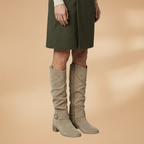 Women's Knee-High Boots with Side Zips and Buckles