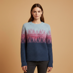 Women’s Knitted Jumper with Boat Neck and Striped Pattern