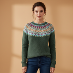 Women’s Knitted Jumper with Boat Neck and Striped Pattern
