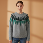 Women’s Knitted Jumper with Boat Neck and Striped Pattern