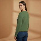 Women’s Knitted Jumper with Boat Neck and Striped Pattern