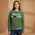 Women’s Knitted Jumper with Boat Neck and Striped Pattern
