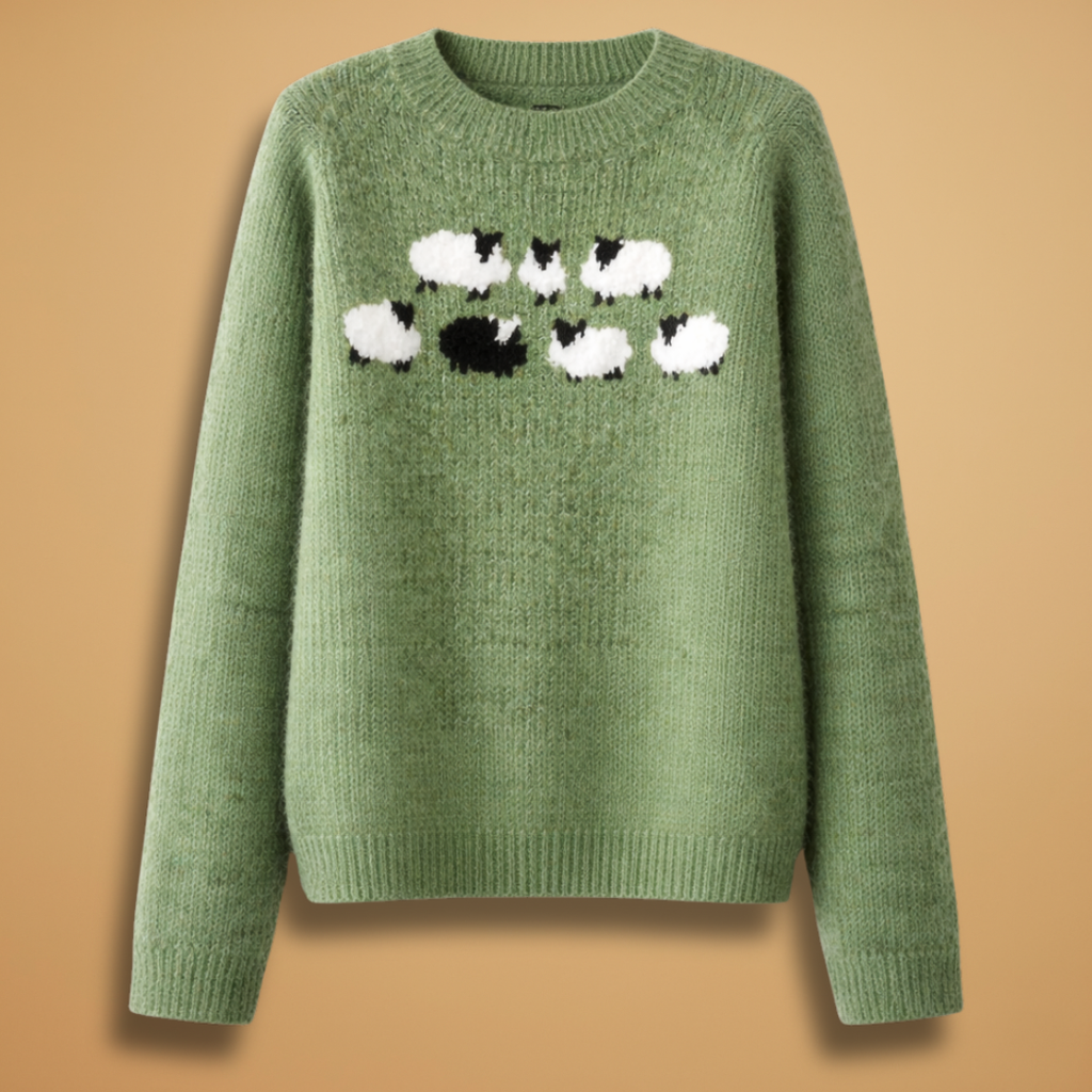 Women’s Knitted Jumper with Boat Neck and Striped Pattern