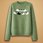 Women’s Knitted Jumper with Boat Neck and Striped Pattern