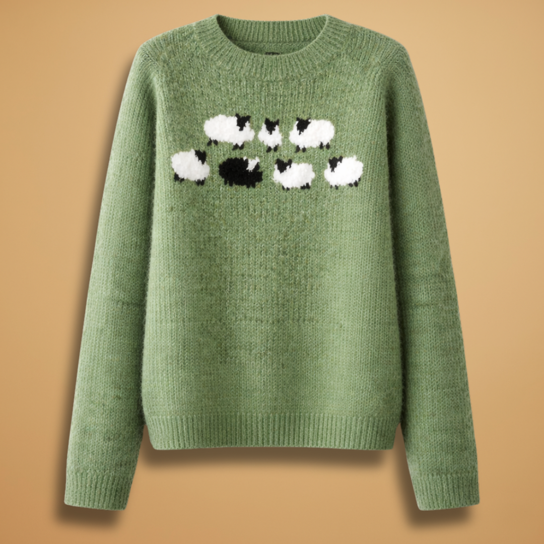 Women’s Knitted Jumper with Boat Neck and Striped Pattern