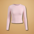Women's Long-Sleeve Top with Round Neckline and Comfortable Fit