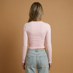 Women's Long-Sleeve Top with Round Neckline and Comfortable Fit