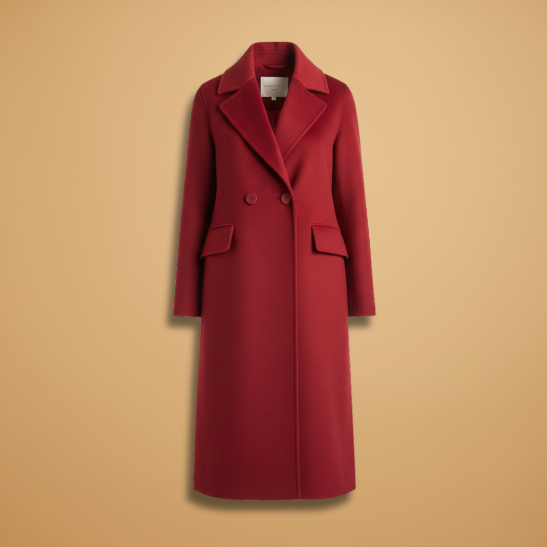Women’s Long Coat with Stand-Up Collar and Flap Pockets