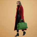 Women’s Long Coat with Stand-Up Collar and Flap Pockets
