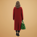 Women’s Long Coat with Stand-Up Collar and Flap Pockets