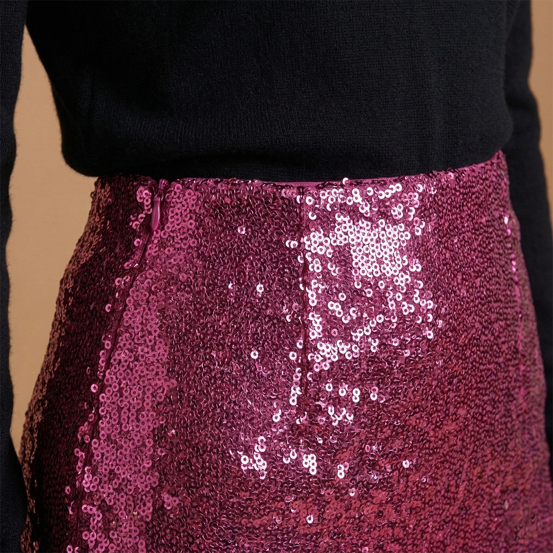 Women’s Long High Waist Skirt with Glitter and Sequins