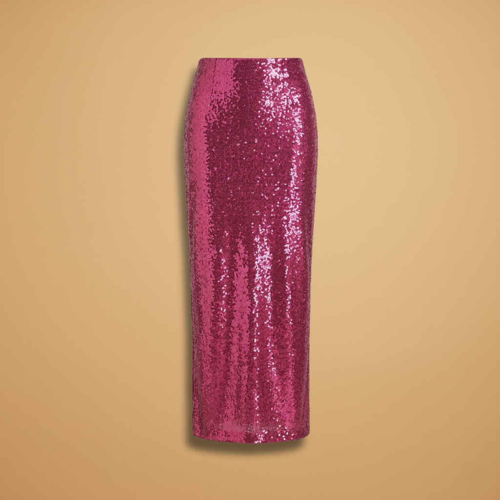 Women’s Long High Waist Skirt with Glitter and Sequins