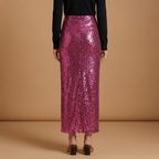 Women’s Long High Waist Skirt with Glitter and Sequins