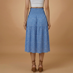 Women’s Long Skirt with Floral Print and Elastic Waistband