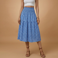 Women’s Long Skirt with Floral Print and Elastic Waistband
