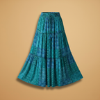Women’s Long Skirt with Waistband and Pleated Surface