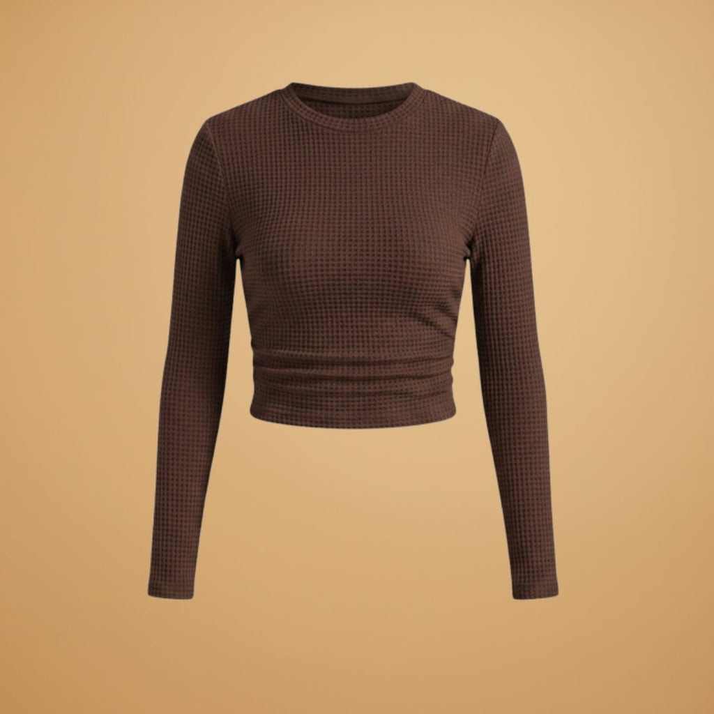 Women's Long Sleeve Crop Top with Textured Surface