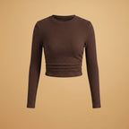 Women's Long Sleeve Crop Top with Textured Surface
