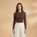Women's Long Sleeve Crop Top with Textured Surface