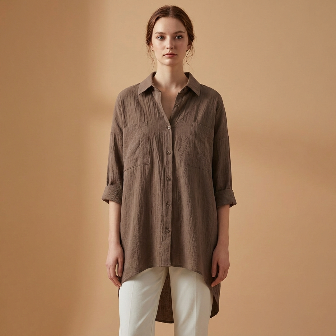 Women’s Loose-Fitting Blouse with Long Sleeves for Casual or Formal Wear