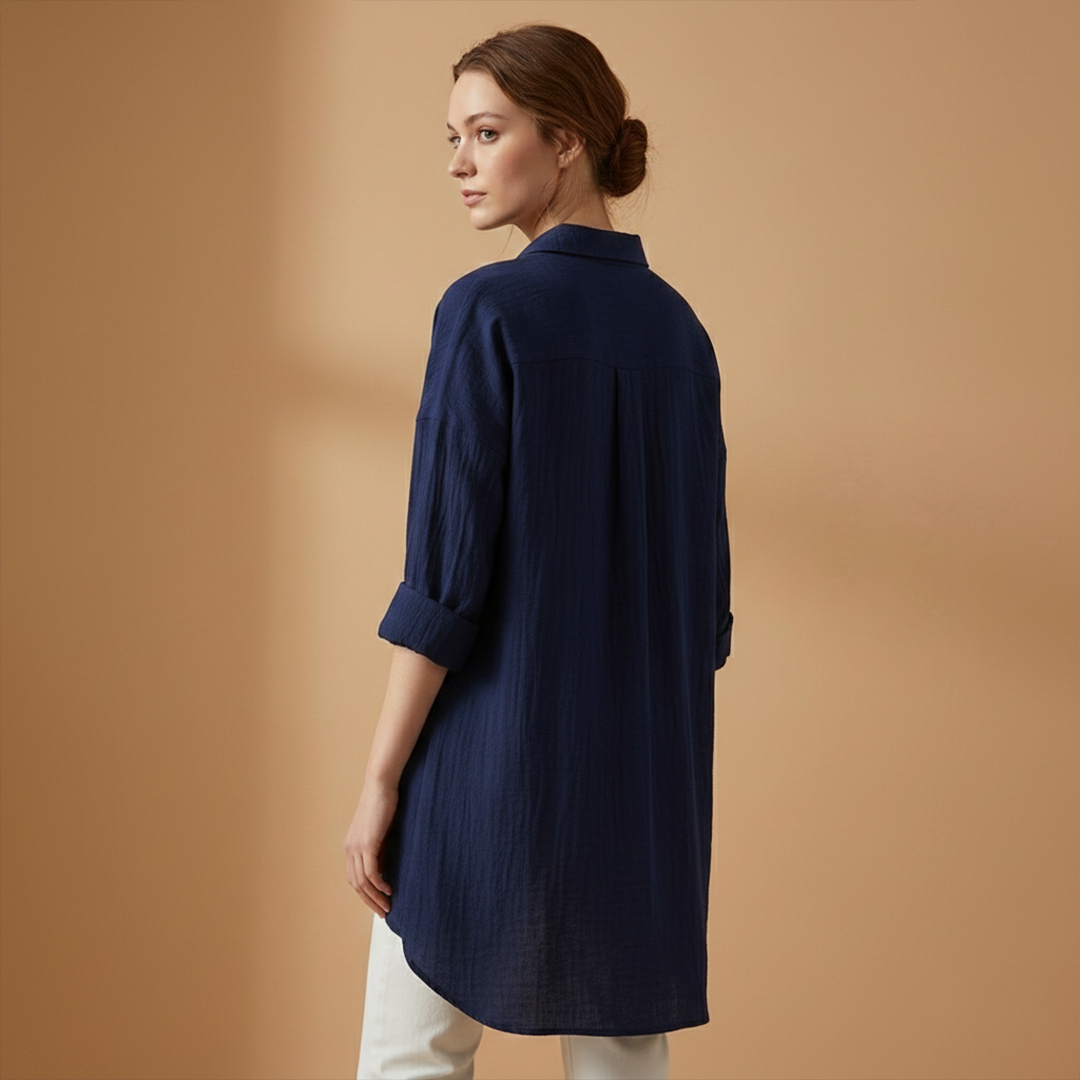 Women’s Loose-Fitting Blouse with Long Sleeves for Casual or Formal Wear