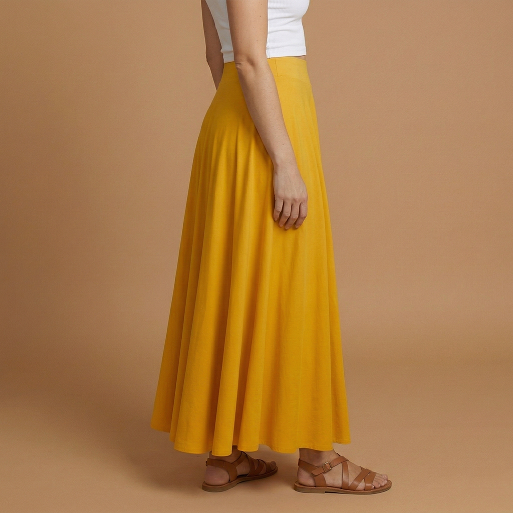 Women’s Maxi Skirt with High Waistband and A-line Design