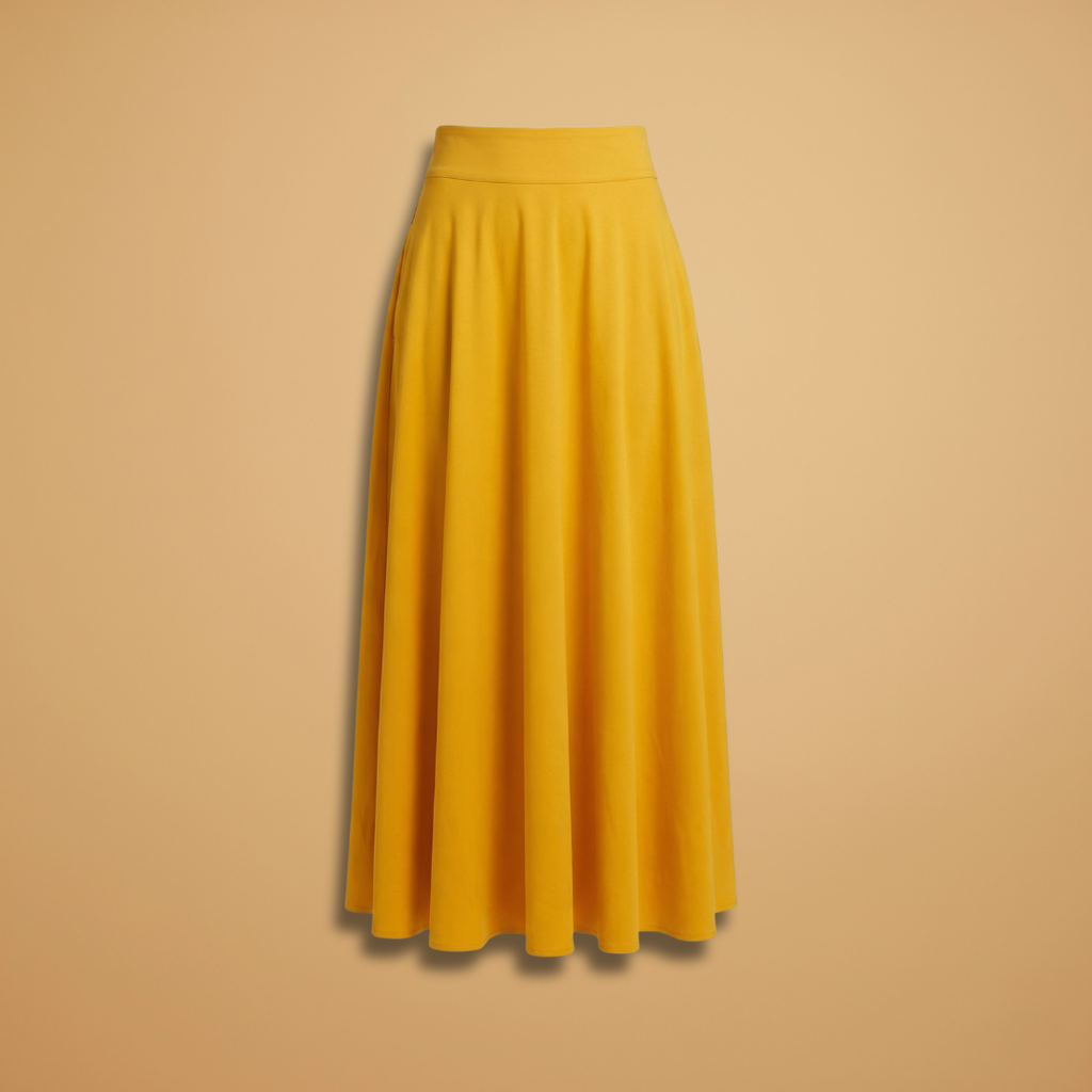 Women’s Maxi Skirt with High Waistband and A-line Design
