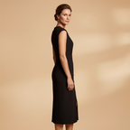 Women's Midi Dress with Ribbed Texture and Button Detailing